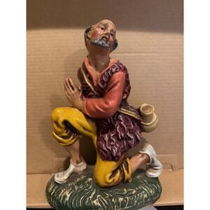 Vintage Fontanini Style Nativity Kneeling  Praying Shepherd Figure 7"- Italy